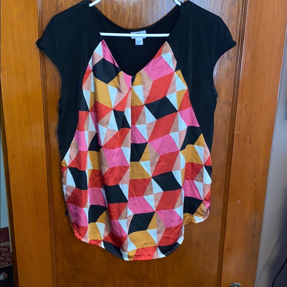 Worthington multi color panel blouse